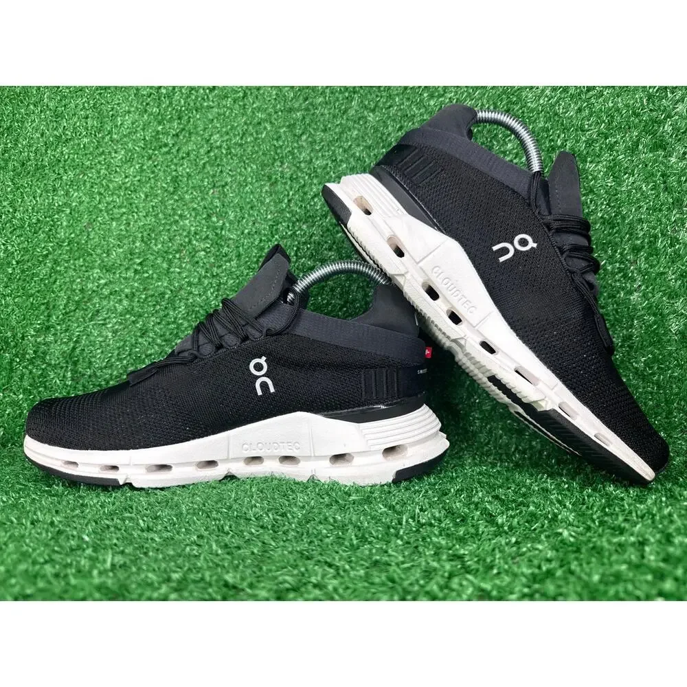 On Cloudnova Womens Size 6.5 Black White Athletic Running Walking Shoes Sneakers